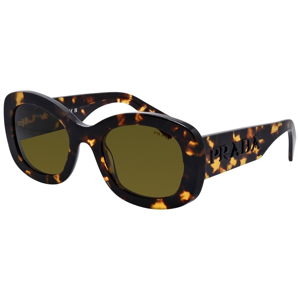 Prada Tortoiseshell Oval Sunglasses with Olive Lenses